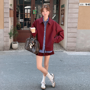 复古红外套百褶裙两件套女2025春季新款韩版学院风减龄搭配一整套图片