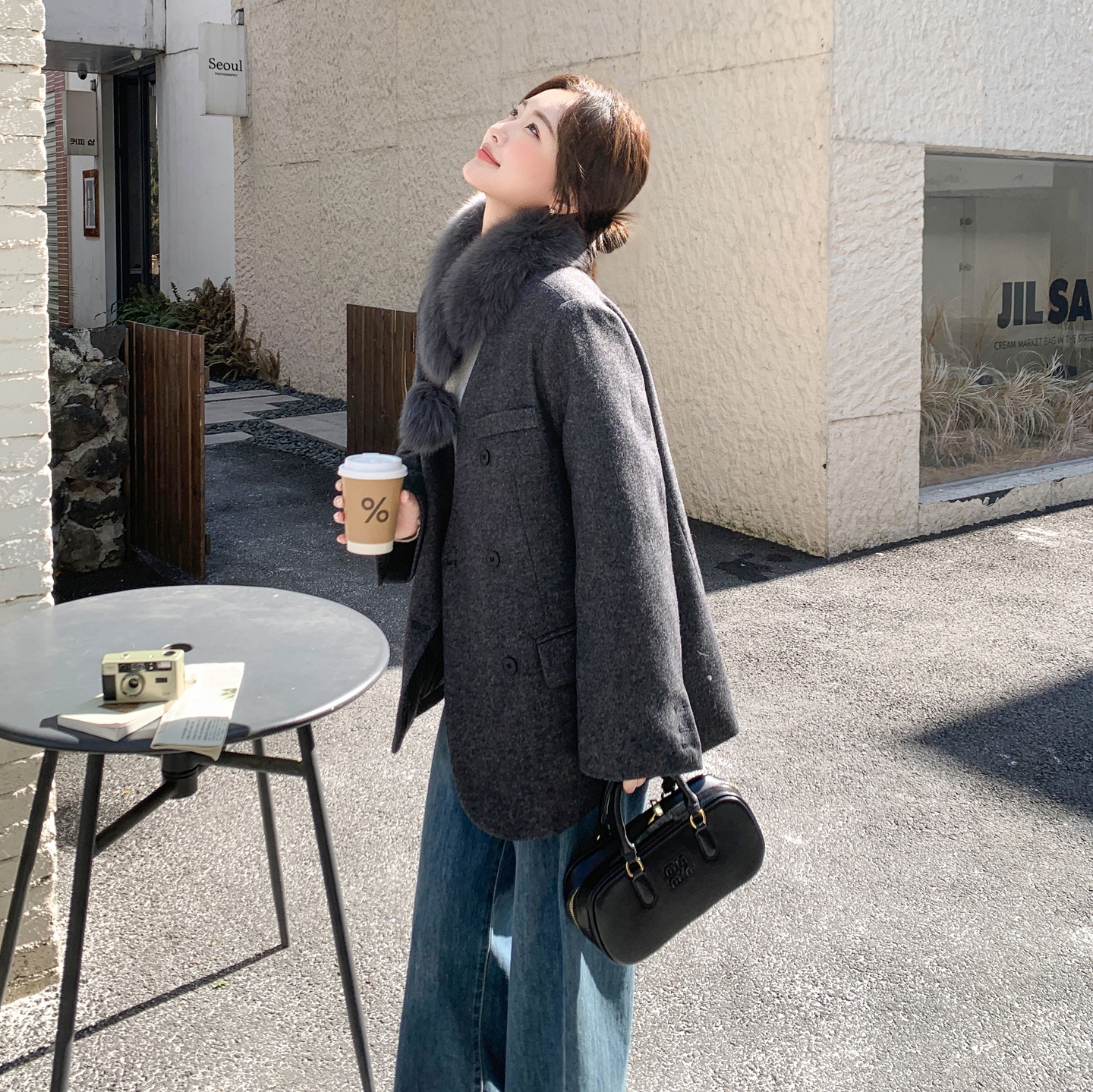 现货-羊毛呢90羽绒内胆西装（含真毛围脖）306-AW177p285k428，女装毛呢外套，浙宝306