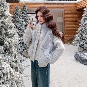 现货-针织拼接毛毛皮草外套306-AW170-p195-k288,女装皮草,浙宝306