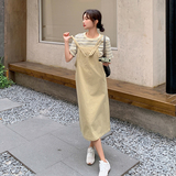 夏季韩里韩气穿搭女2025超火学院风新款条纹上衣背带裙，女装连衣裙，浙宝306