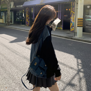 黑色字母印花棒球服外套女早秋2025新款减龄学院风酷盐系夹克上衣图片