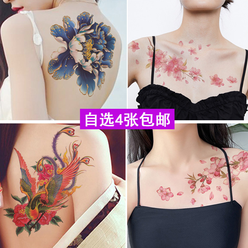 大图案纹身贴古装写真防水女持久腹部遮疤痕性感腿后背遮盖妊娠纹