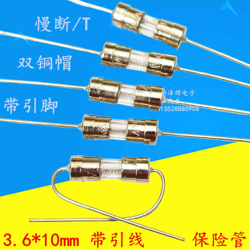 3.6*10mm带引线慢断T玻璃保险丝