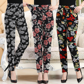 女花裤 妈妈裤 高腰弹性外穿打底裤 保暖大码 子 加绒加厚中老年秋冬季