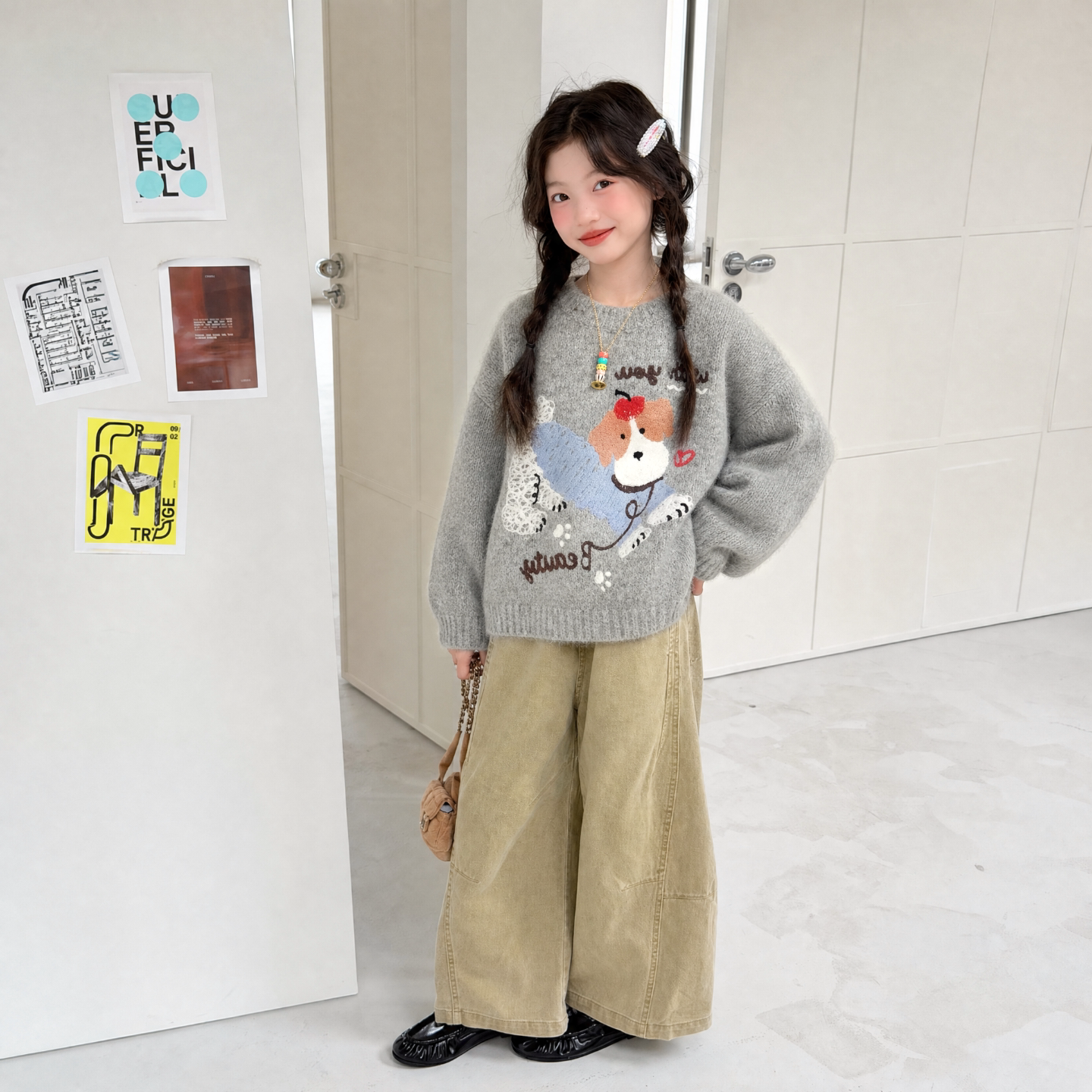 女童秋冬新款洋气针织衫套装