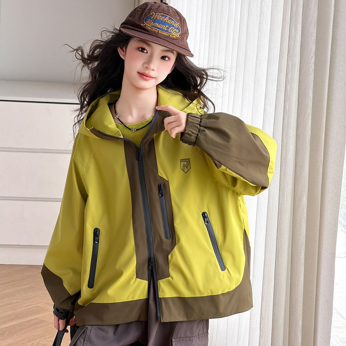 女童春秋防风冲锋衣外套