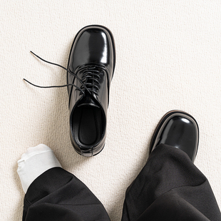 Cleanfit德比鞋男款方头皮鞋黑色公务鞋商务正装英伦休闲乐福鞋男