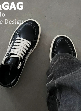 Cleanfit ro倒三角厚底休闲板鞋男美式复古内增高低帮鞋子男潮流