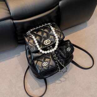 Clean Knock小香风双肩包女时尚韩国背包链条水桶包旅行包登山包