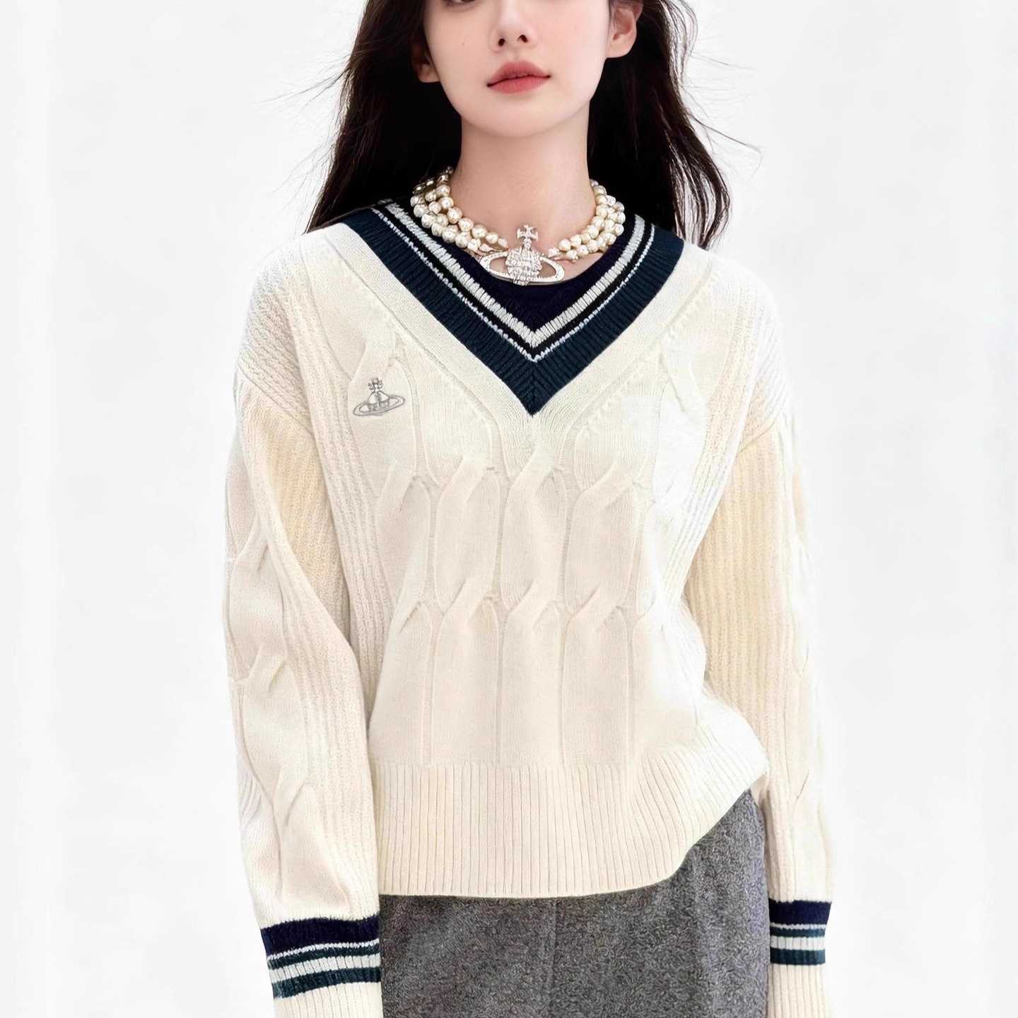 高版本西家土星早秋高级感上衣 南油高端女装 宽松羊毛毛衣针织衫