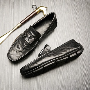 一脚蹬商务豆豆鞋 日本代购 舒适轻便真皮软皮男士 2025年新款 LP皮鞋