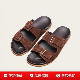 日本品牌LP一字拖鞋男士真皮外穿软底防滑沙滩鞋休闲凉鞋潮流拖鞋