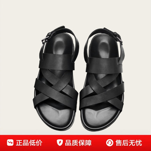 日本品牌LP男士牛皮凉鞋新款休闲镂空透气平底鞋沙滩鞋外穿凉拖鞋