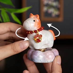 陶瓷小马茶宠摆件招财马造型茶桌装饰品创意茶台装饰品精致茶玩
