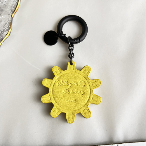 Visgary头层牛皮防滑太阳钥匙扣