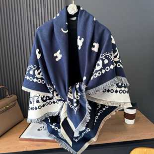 法国CINSKINS情非得已~高档腰果围巾女秋冬加厚双面羊绒披肩围脖