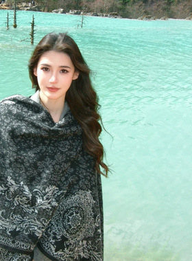 法国CINSKINS~蝶恋花香羊绒围巾女冬季百搭加厚保暖围脖空调披肩