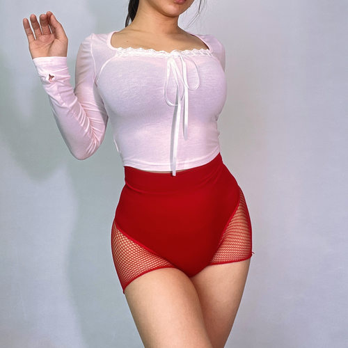 【两件套T档】高腰电臀twerk短裤 jazz瑜伽热辣蜜桃臀健身女