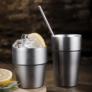 速冻水杯复古不锈钢ins工业风冰美式咖啡杯冰镇啤酒杯户外露营杯