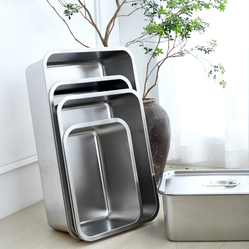 不锈钢托盘接水油端菜蒸饭盘平底加深加厚菜盆饲料槽长方形盛菜盆,餐饮具,盘,淘宝优惠券,粉丝福利购,淘宝优惠卷