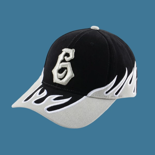 韩版火焰刺绣棒球帽子女嘻哈高街风硬顶6字母潮牌鸭舌帽子男