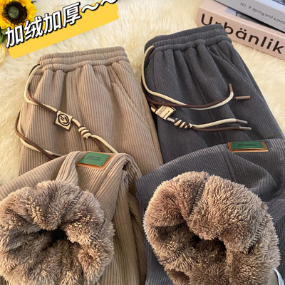 美拉德重磅加厚羊羔绒休闲卫裤潮
