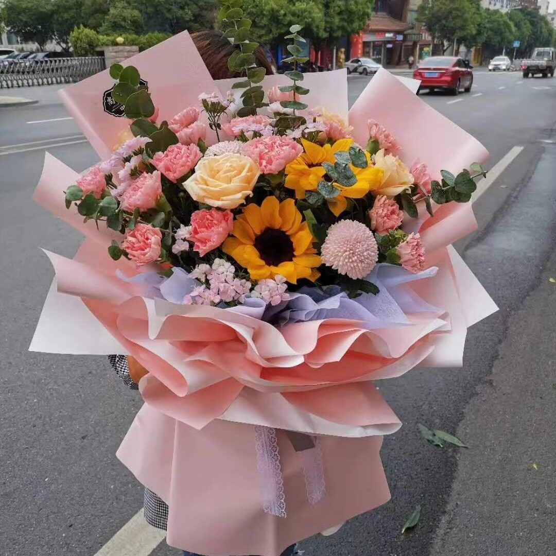 99朵粉玫瑰花束深圳鲜花速递送女友爱人闺蜜生日纪念日同城送花店
