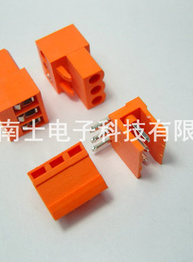 HT3.96-3P 插拔式PCB接线端子 插头+弯针插座 间距3.96MM 橙色