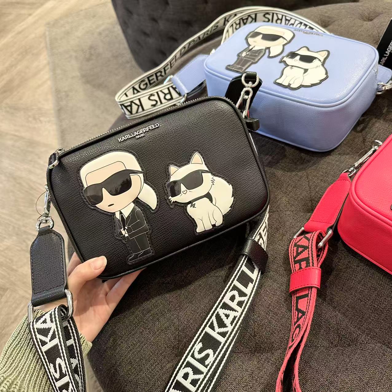 COCO美国代购 Karl Lagerfeld老佛爷纯皮相机包 下播不退不换