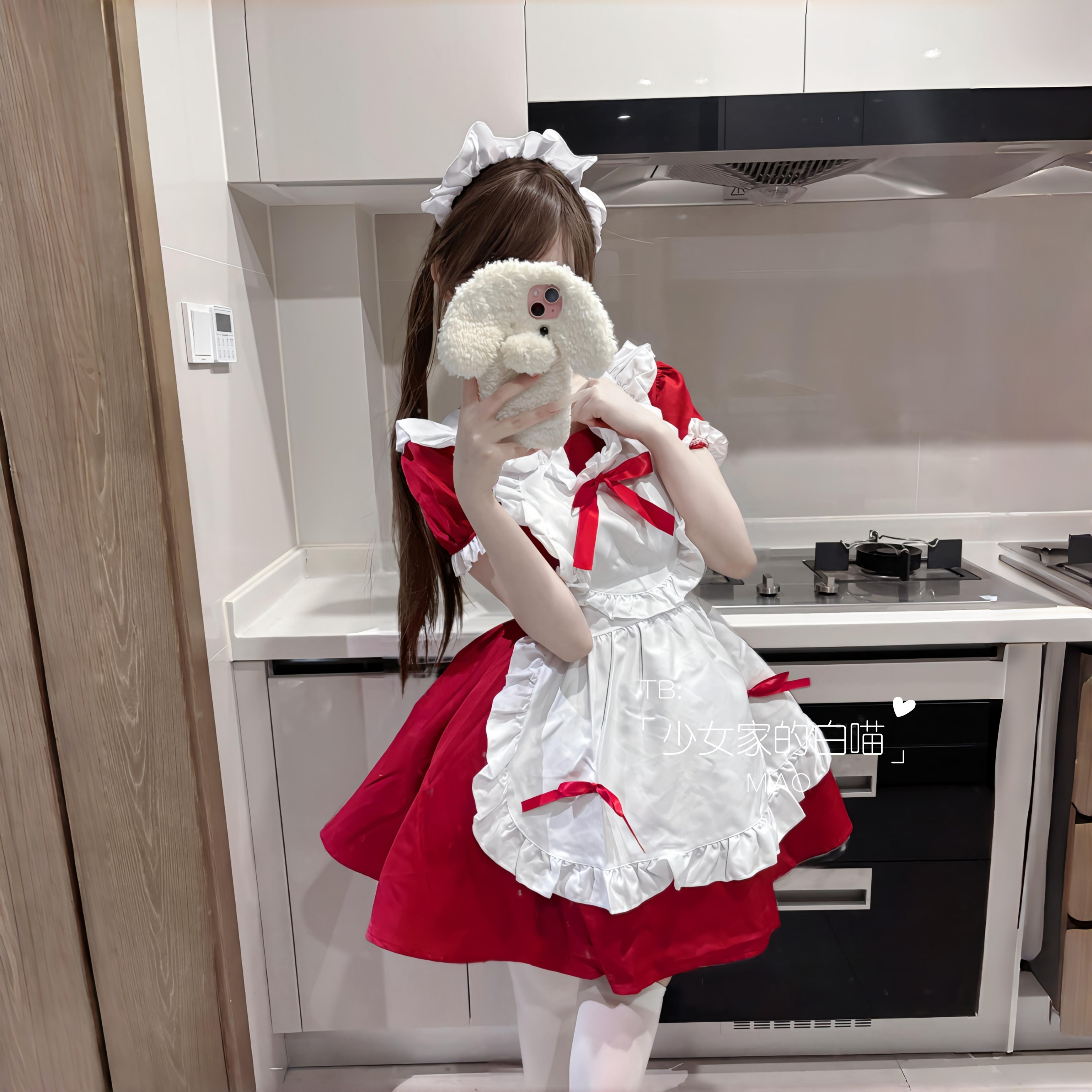 圣诞节女仆装红色软妹大码公主裙