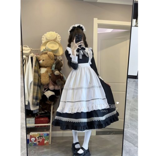 英式长款男仆女仆装大码连衣裙