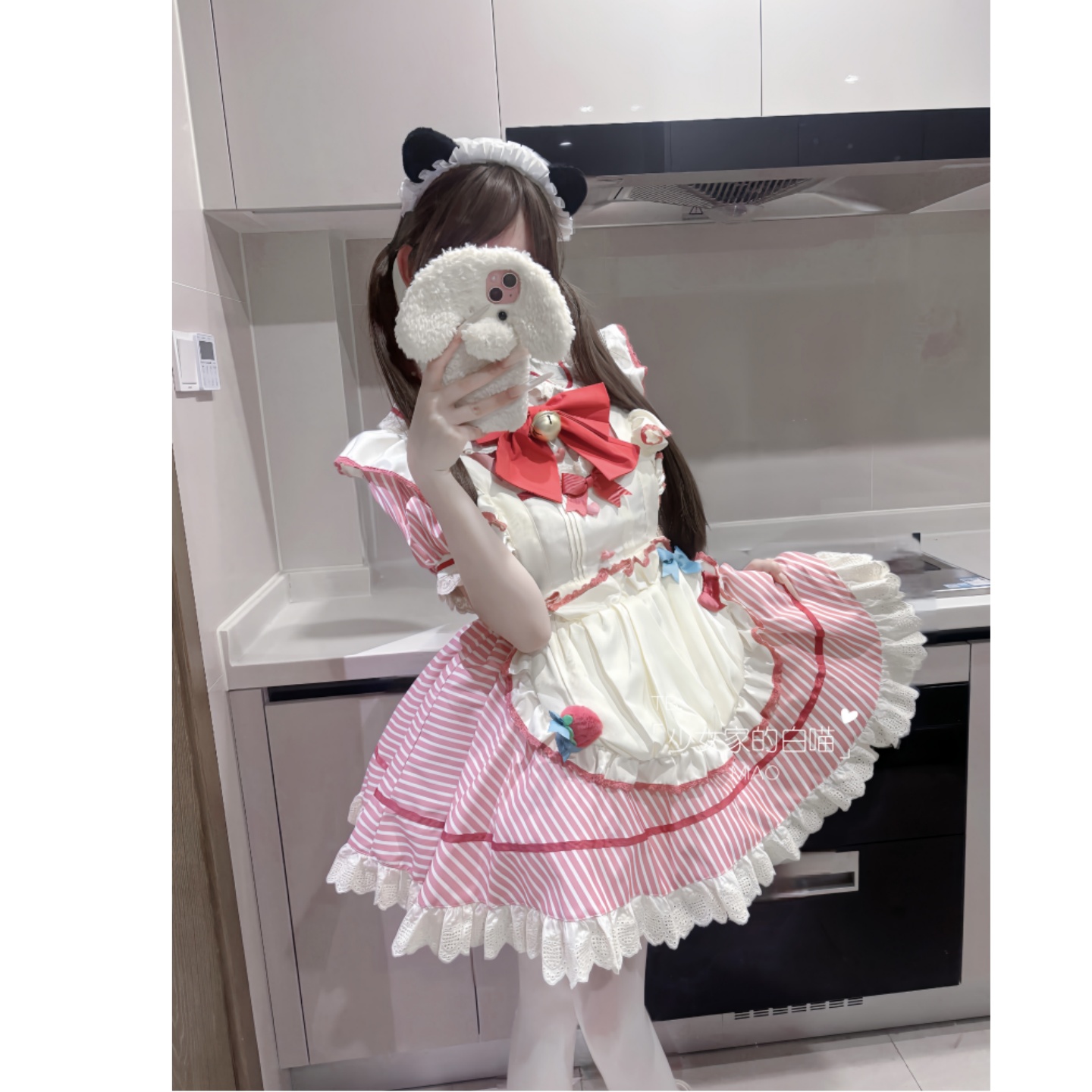 粉色少女op连衣裙可爱女仆装