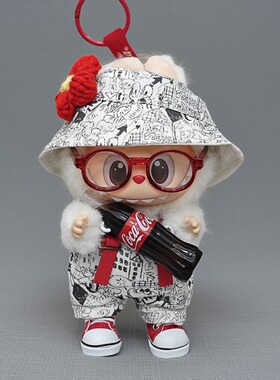 仅售娃衣适用17cm一二三代Labubu衣服替换拉布布可乐涂鸦背带裤潮