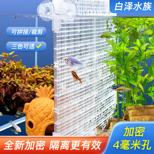 鱼缸内隔离网格板加密分割网隔断挡板吸盘斗鱼隔离网内置式可裁剪