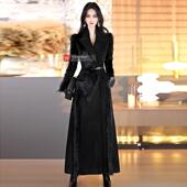 大衣2024新款 冬季 欧美高级感拼接长款 气质加厚毛呢外套