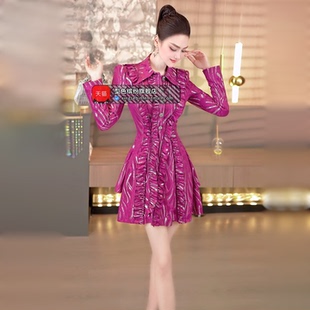 春季时尚荷叶边洋气收腰衬衫裙2026新款气质减龄职场风衣连衣裙