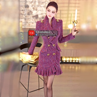 型色缤纷冬季设计感小众翻领大衣2025新款时尚女人味中长款外套