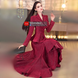 时尚 冬季 新款 裙2025女装 外套荷叶边长裙两件套 名媛风雪尼尔套装