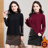 绣花百搭小衫 2025冬季 国风上衣女 打底衫 新中式 新款 半高领刺绣长袖