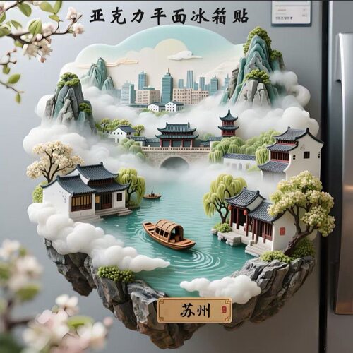 江苏苏州亚克力冰箱磁贴旅游景点原创纪念收藏送朋友同学文创礼物