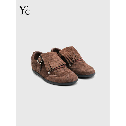 YC｜时尚复古厚底勃肯鞋穆勒鞋女秋季新款流苏丑萌一脚蹬休闲鞋潮