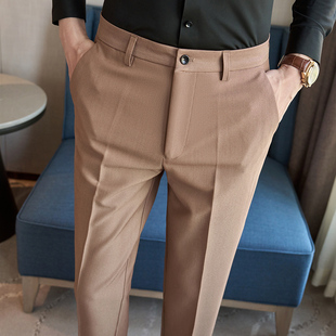 高级感休闲西裤男士冬季2024新款男裤商务西装九分裤男款秋季加厚