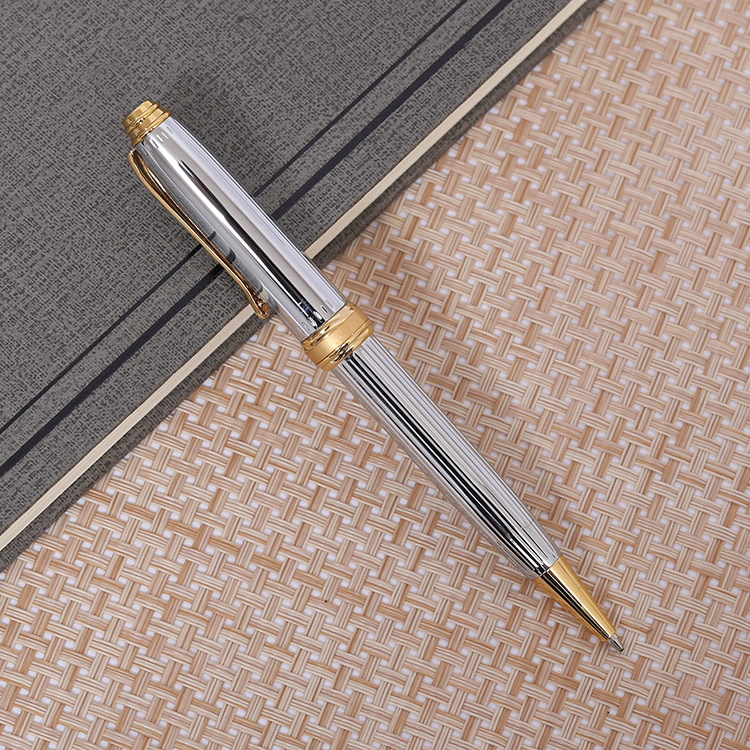 包邮旋转式高档商务签字笔 金属水笔05黑色书写高颜值银色签名笔
