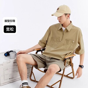 断码清仓 太平鸟夏季拉链POLO衫舒特肉透气短袖男装t恤速干保罗衫