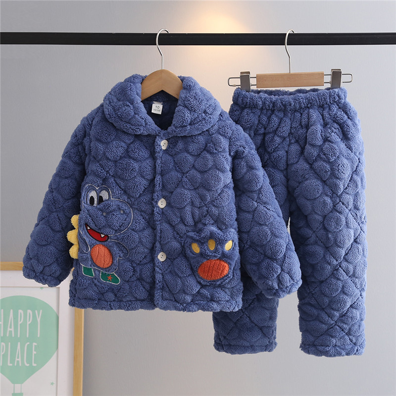 加厚法兰绒冬季保暖儿童家居服