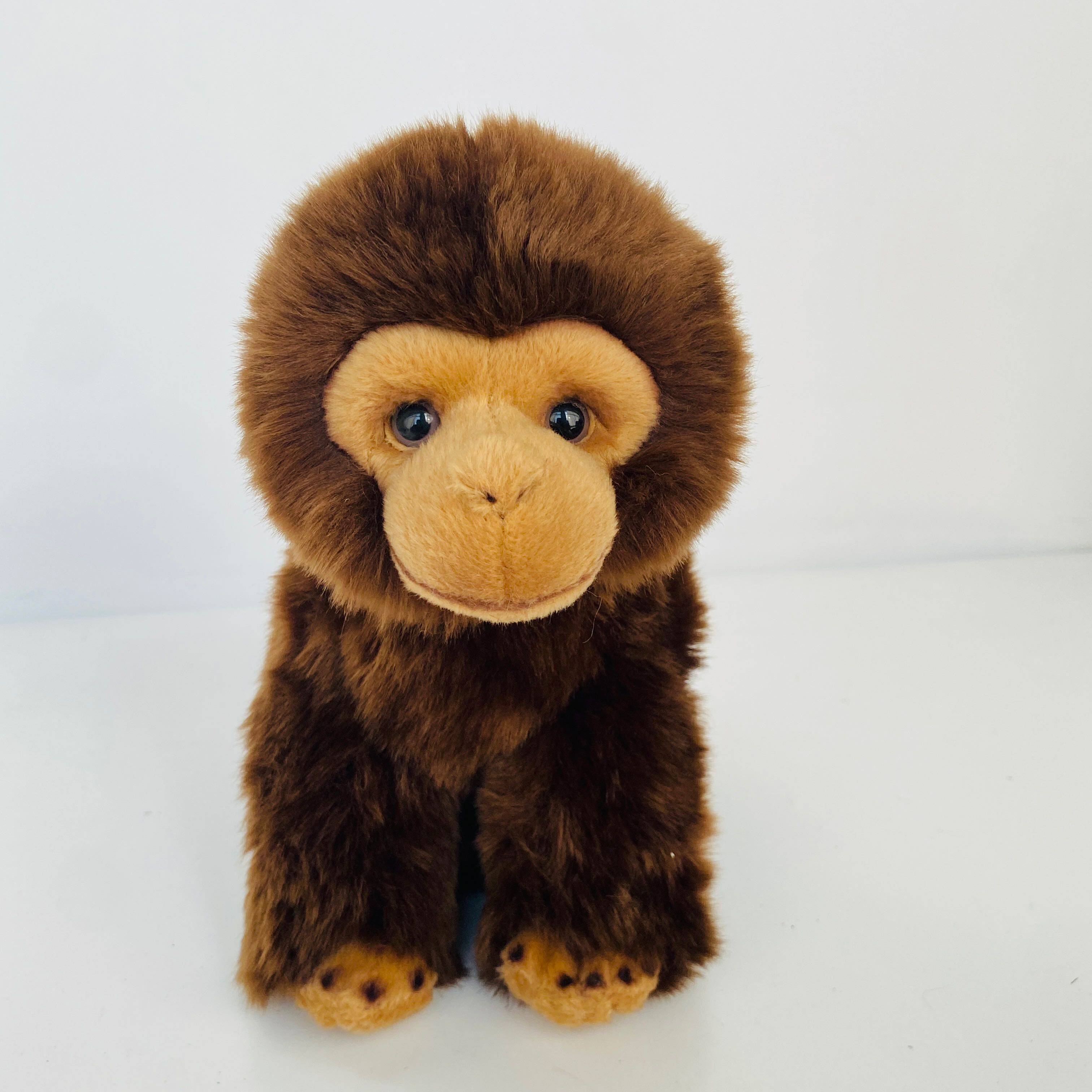 外贸尾货咖啡猴子猩猩毛绒玩具 动物园同款仿真长毛猩猩毛绒娃娃