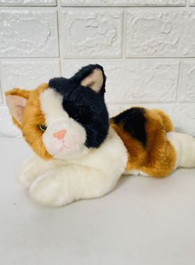 russ仿真三花猫咪毛绒玩具 精品厚料黄色猫咪毛绒娃娃 小可爱猫咪