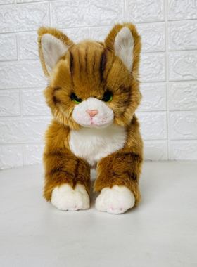 russ仿真猫咪毛绒玩具 精品厚料黄色猫咪毛绒娃娃 样板猫咪娃娃