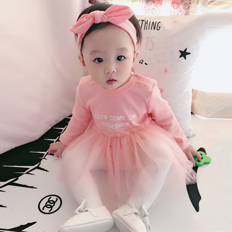 女婴儿衣服纯棉春秋满月宝宝百天公主裙哈衣包屁周岁礼服裙子秋装