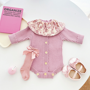 婴儿毛衣包屁衣哈衣女宝宝连体衣套装春装外套百天衣服婴幼儿春秋